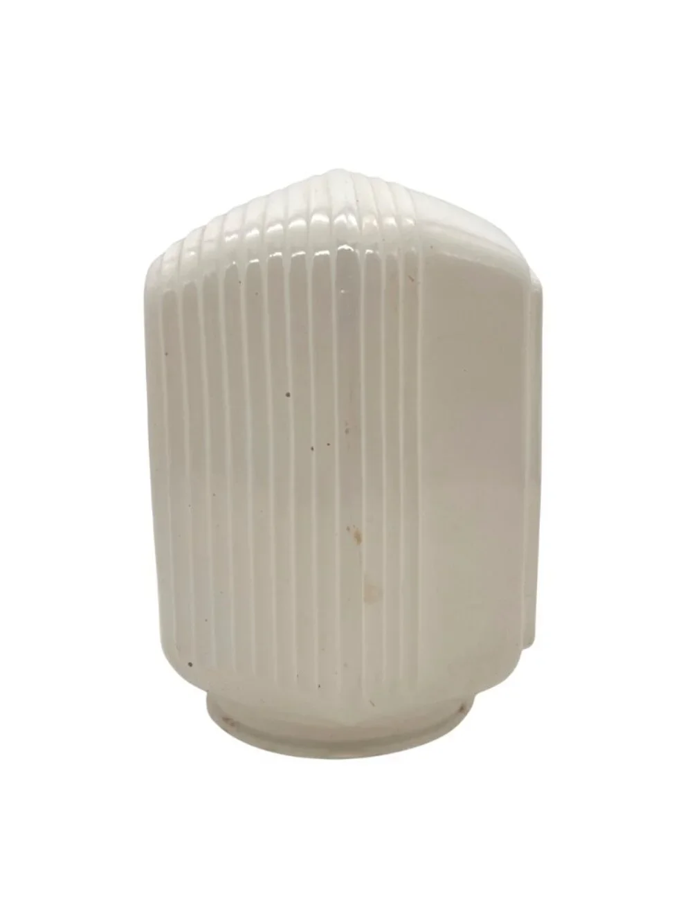 Vintage Milk Glass Art Deco Light Fixture Shade With Clear Geometric Panel 6" - Picture 10 of 13